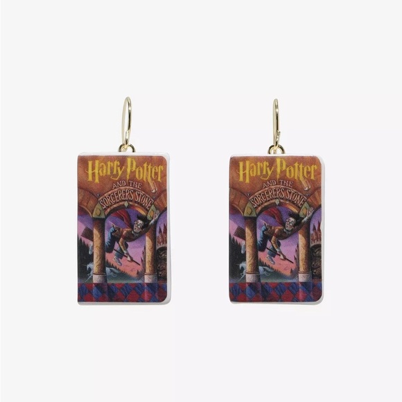 Harry Potter And The Sorcerer's Stone Book Earrings NWT - Picture 2 of 2
